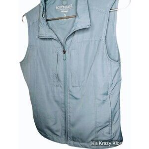 SCOTTeVEST Women Small Blue Travel Vest TEC Hidden Pocket Lightweight Zip